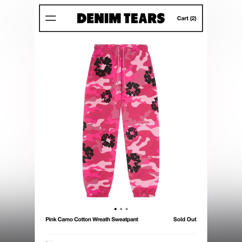 Denim tears pink camo cotton wreath sweatpants